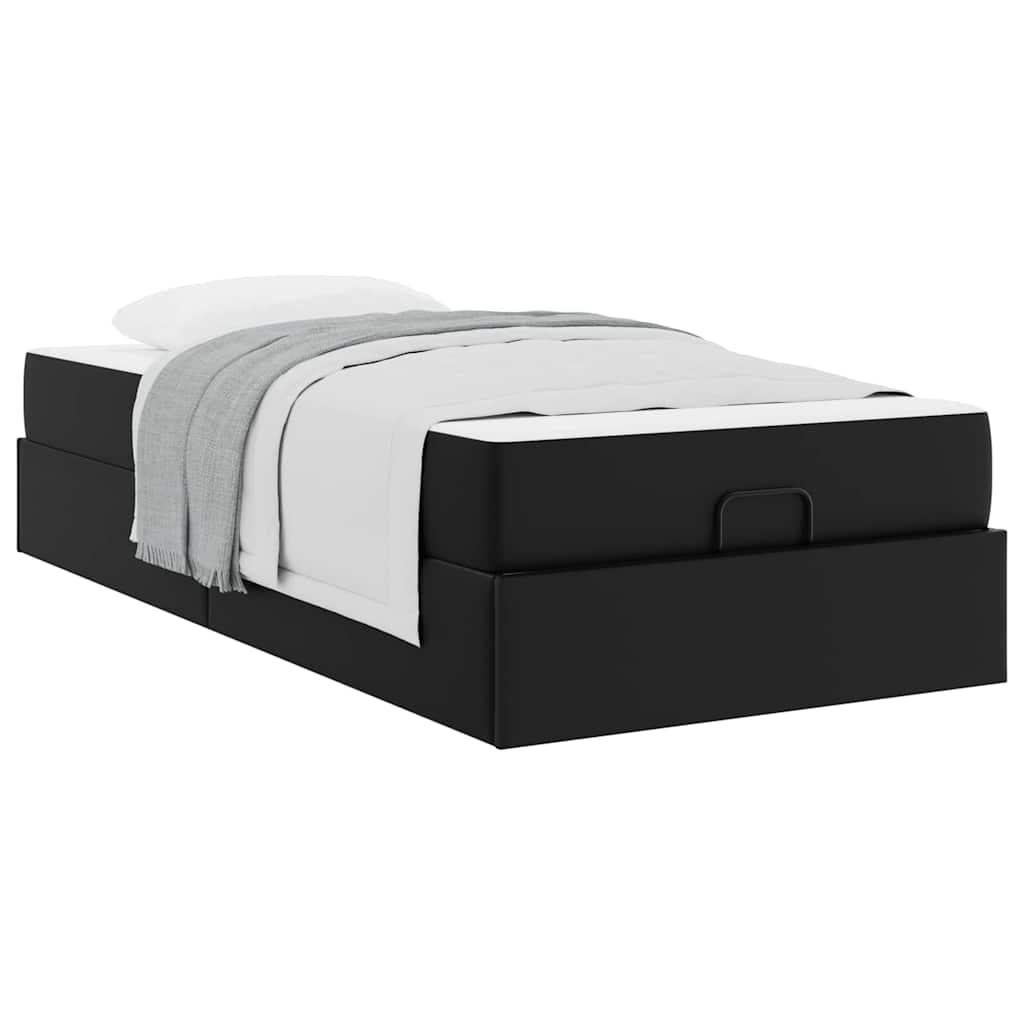 Struttura letto con materasso Nero 80 x 200 cm Pelle sintetica