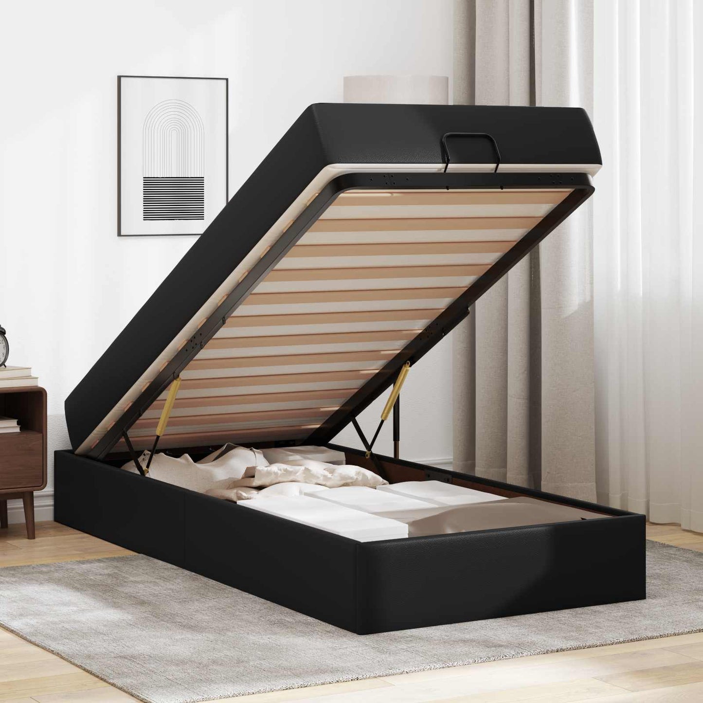 Struttura letto con materasso Altro 2 pcs Nero PVC