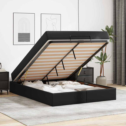 Struttura letto con materasso Nero 140 x 190 cm Pelle sintetica