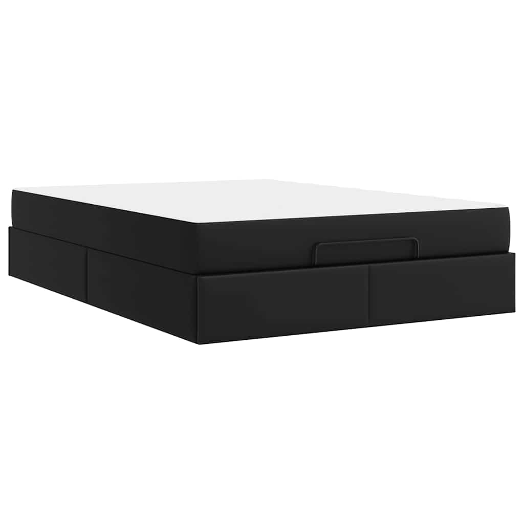 Struttura letto con materasso Nero 140 x 190 cm Pelle sintetica