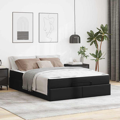 Struttura letto con materasso Nero 140 x 200 cm Pelle sintetica