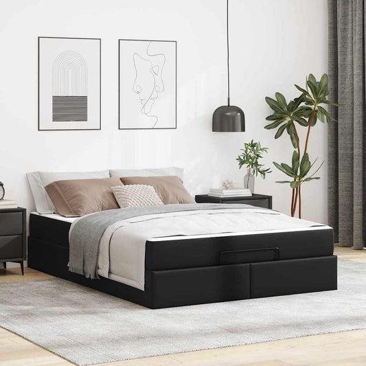 Struttura letto con materasso Nero 140 x 200 cm Pelle sintetica