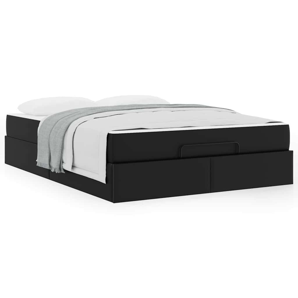 Struttura letto con materasso Nero 140 x 200 cm Pelle sintetica