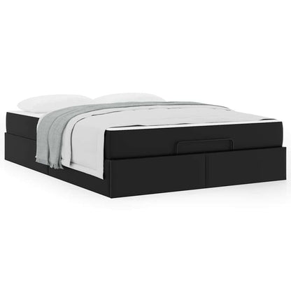 Struttura letto con materasso Nero 140 x 200 cm Pelle sintetica