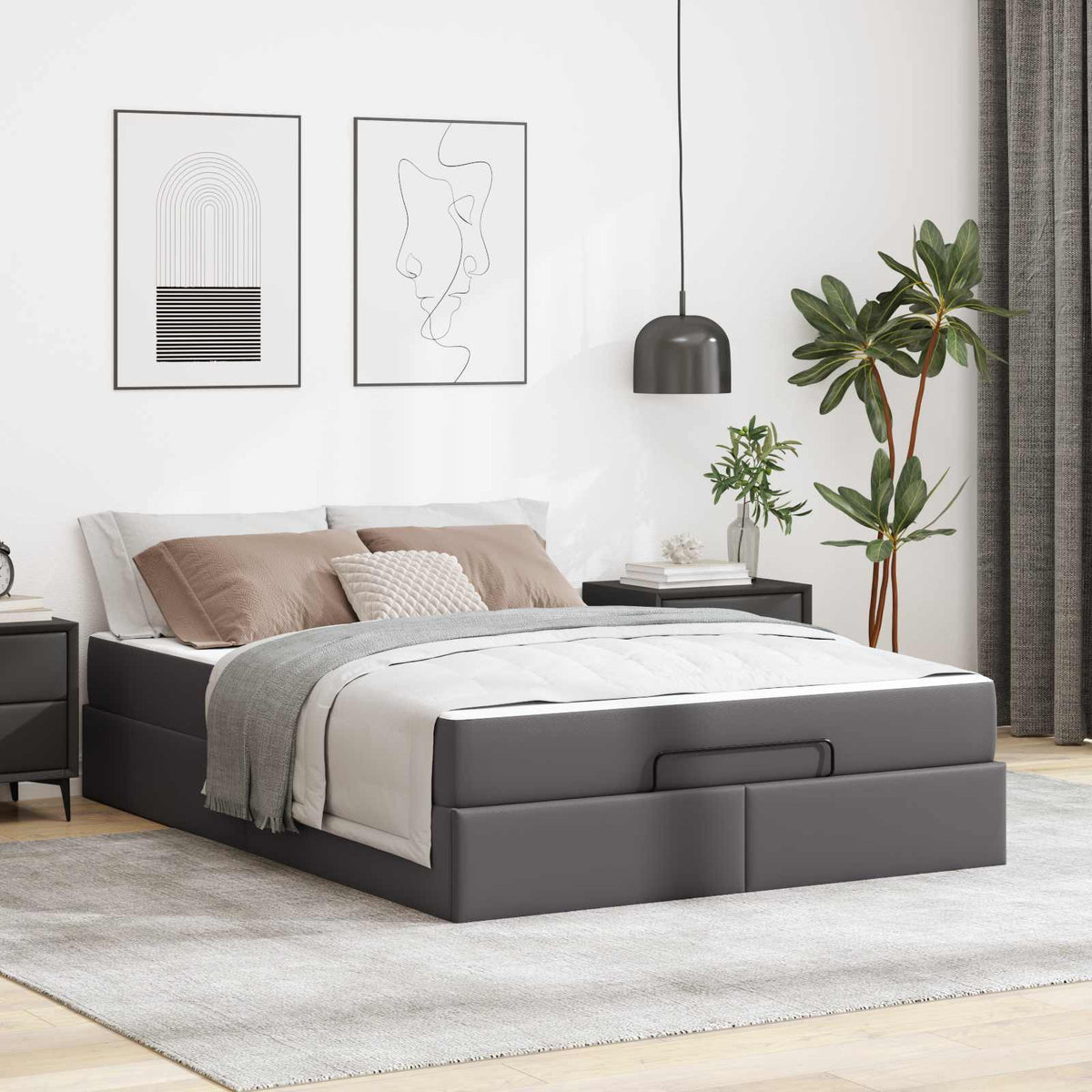 Struttura letto con materasso Altro 2 pz Grigio PVC | homemem39