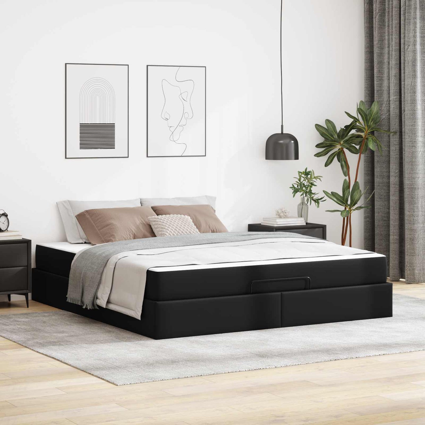 Struttura letto con materasso Altro 2 pcs Nero PVC | homemem39