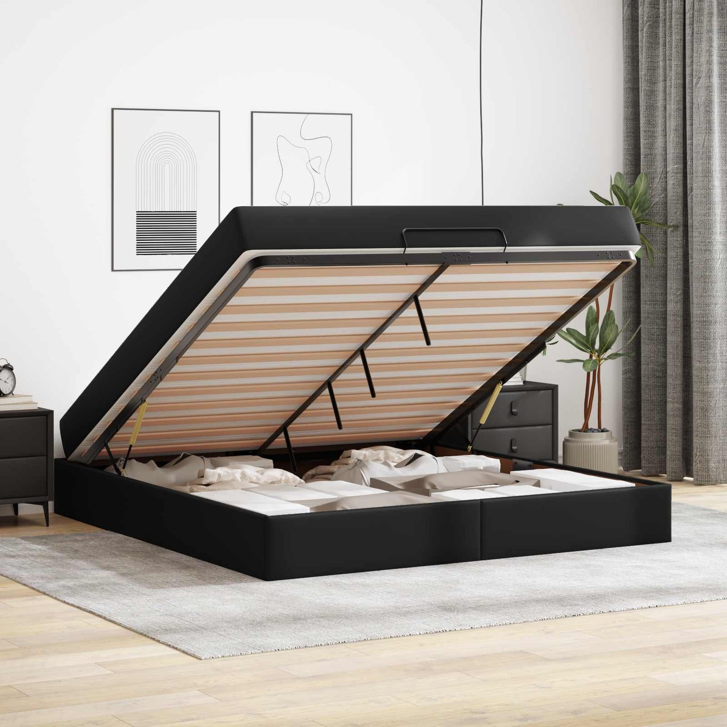 Struttura letto con materasso Altro 2 pcs Nero PVC | homemem39