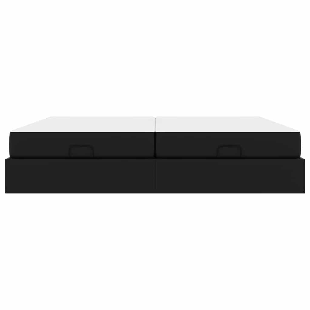 Struttura letto con materasso Nero 200 x 200 cm Pelle sintetica