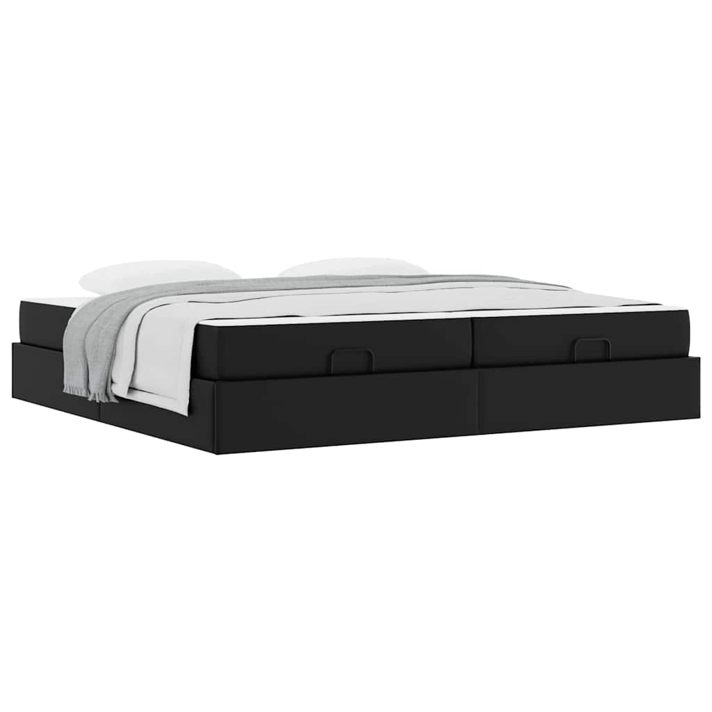 Struttura letto con materasso Nero 200 x 200 cm Pelle sintetica