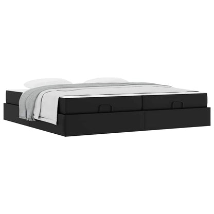 Struttura letto con materasso Nero 200 x 200 cm Pelle sintetica