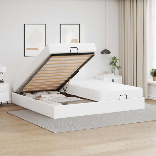 Struttura letto con materasso con materasso 2 pcs Bianco PVC | homemem39