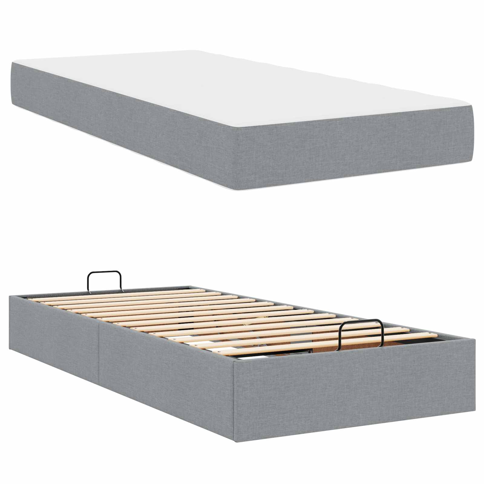 Struttura letto con materasso 2 pcs Grigio chiaro Tessuto | homemem39