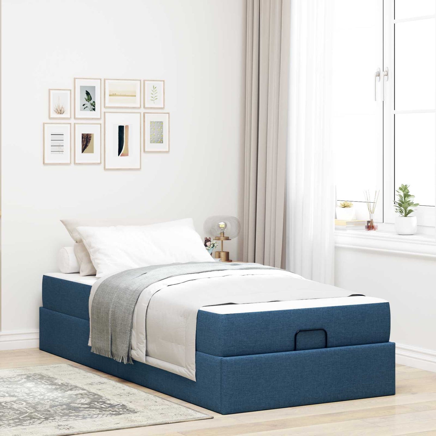 Struttura letto con materasso 2 pcs Blu Tessuto | homemem39