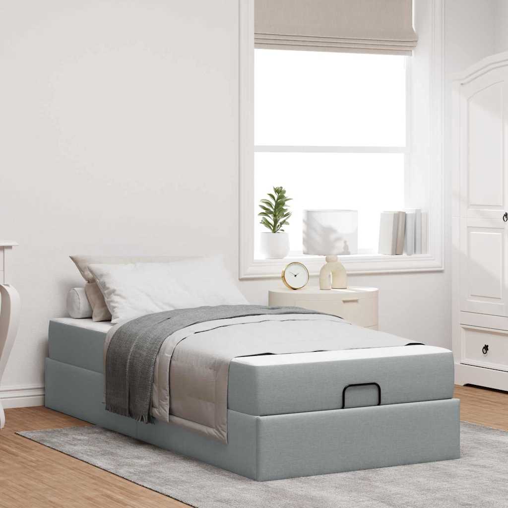 Struttura del letto Grigio chiaro 90 x 200 cm Tessuto