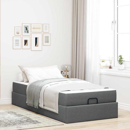 Struttura del letto Grigio scuro 90 x 200 cm Tessuto