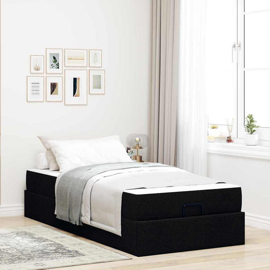 Struttura del letto con materasso Nero 100 x 200 cm Tessuto