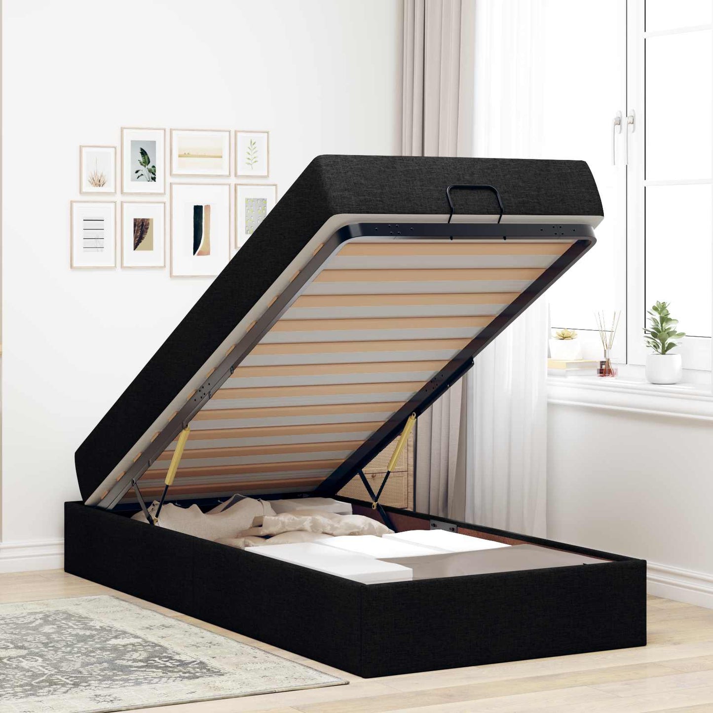 Struttura letto con materasso 2 pcs Nero Tessuto | homemem39