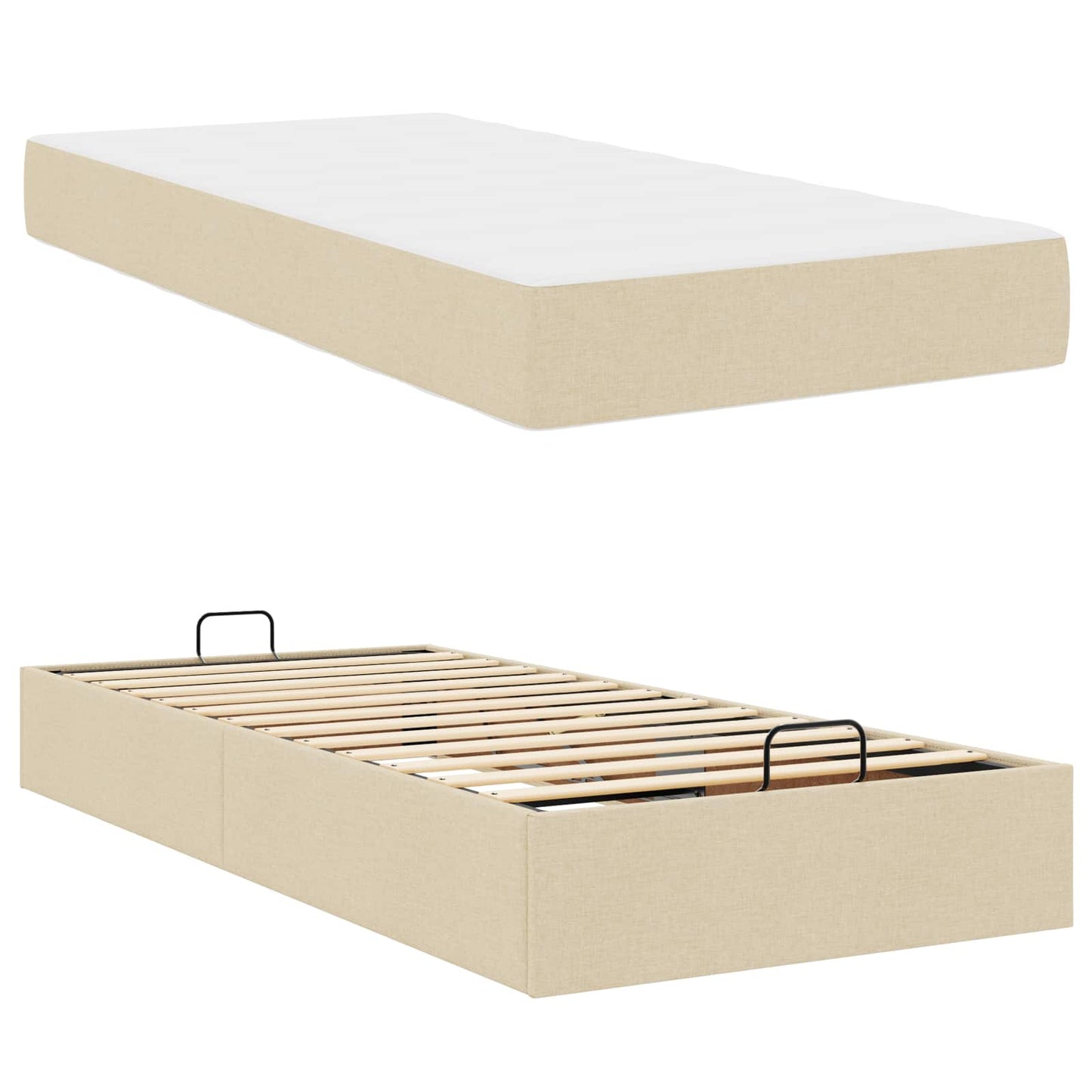 Struttura letto con materasso con materasso 2 pcs Crema Tessuto