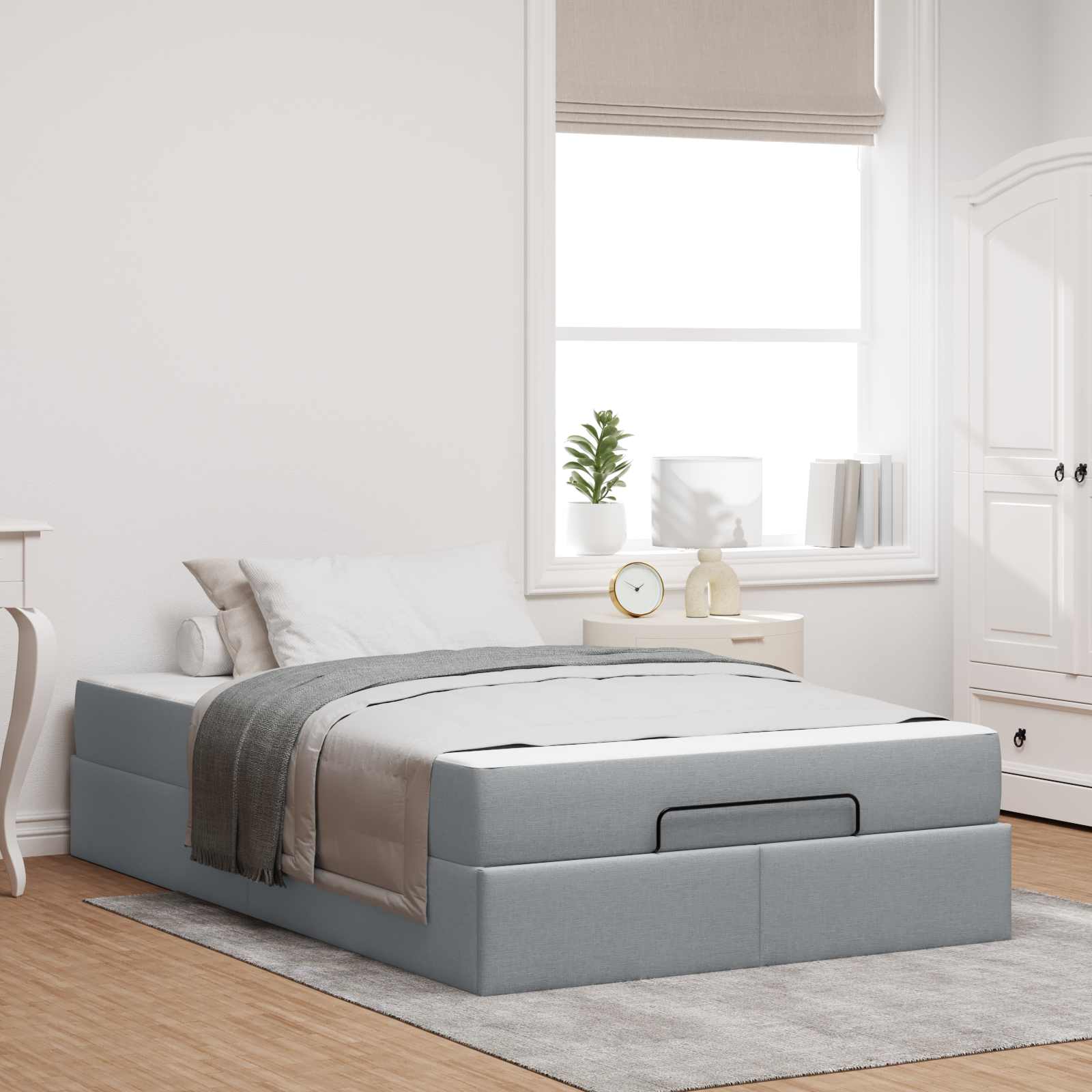 Struttura letto con materasso 2 pcs Grigio chiaro Tessuto | homemem39