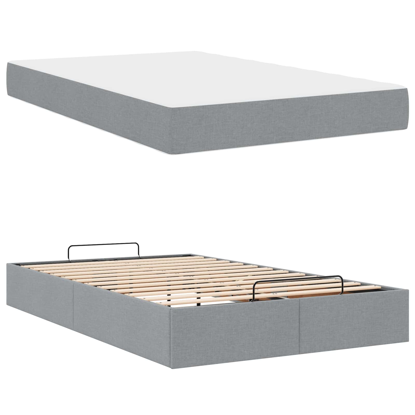 Struttura letto con materasso 2 pcs Grigio chiaro Tessuto | homemem39
