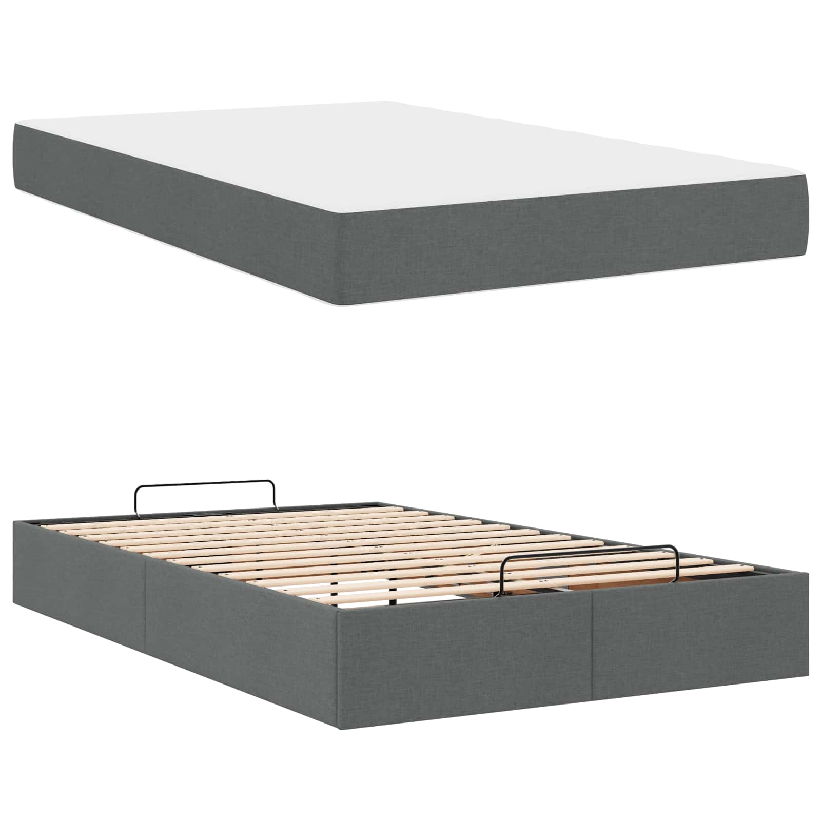 Struttura letto con materasso 2 pcs Grigio Sfumato Tessuto | homemem39