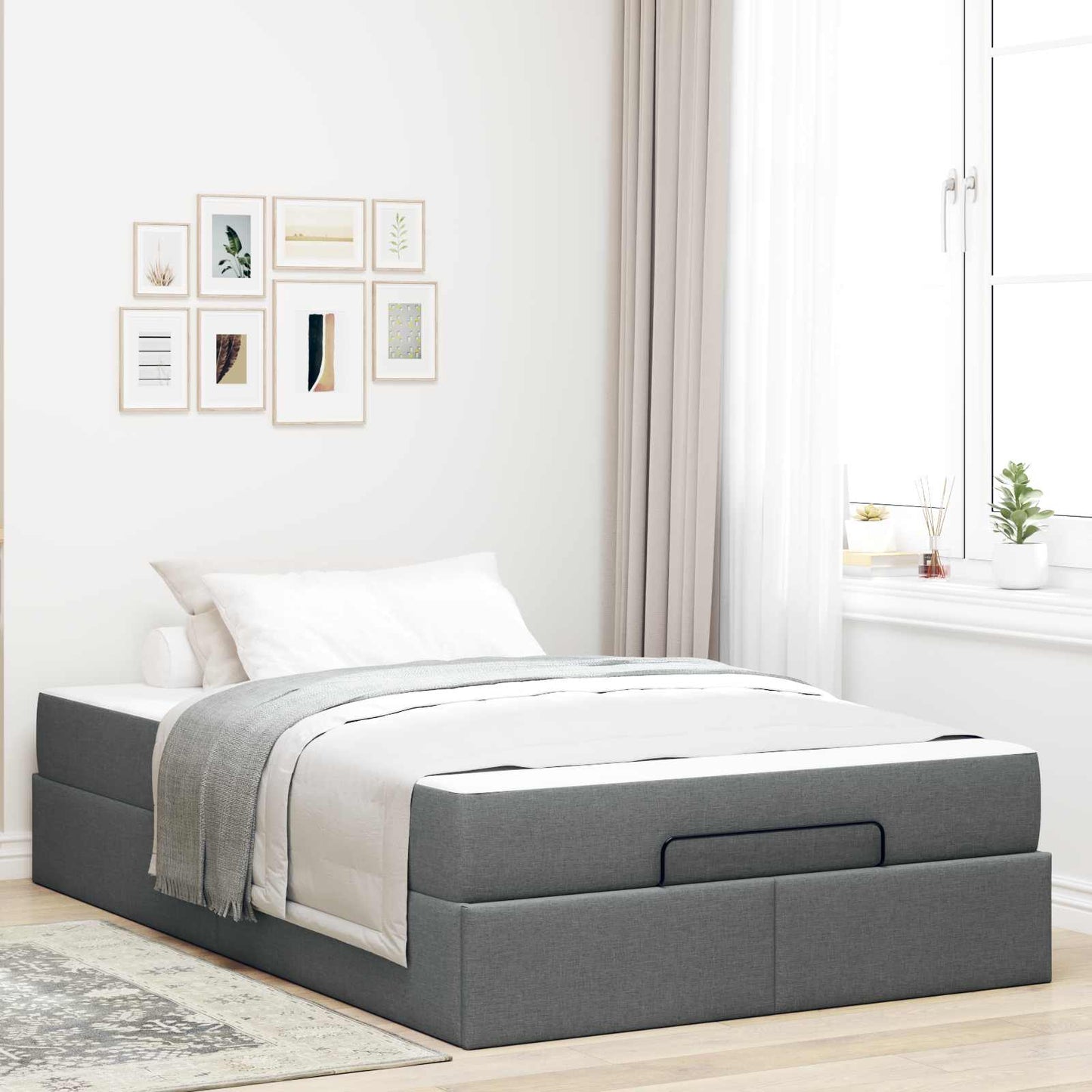 Struttura letto con materasso 2 pcs Grigio Sfumato Tessuto | homemem39