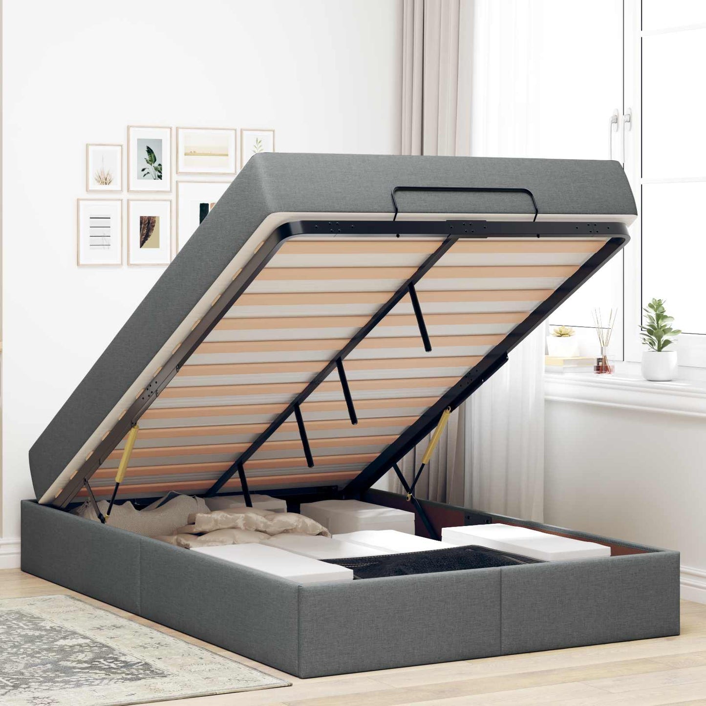 Struttura letto con materasso 2 pcs Grigio Sfumato Tessuto | homemem39