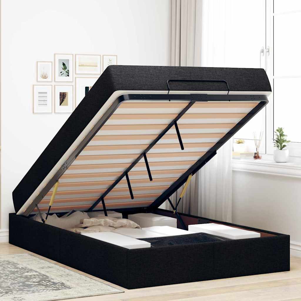 Struttura del letto con materasso Nero 120 x 200 cm Tessuto - homemem39