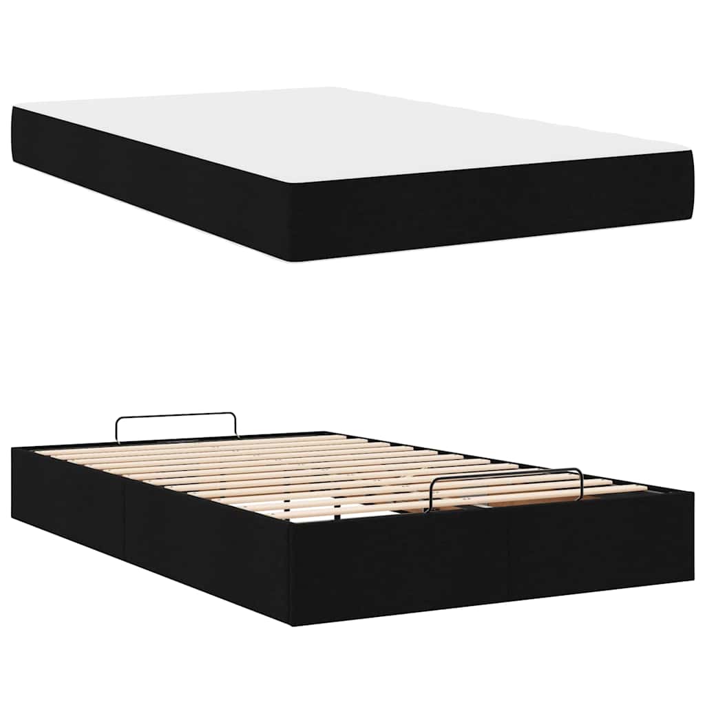 Struttura del letto con materasso Nero 120 x 200 cm Tessuto