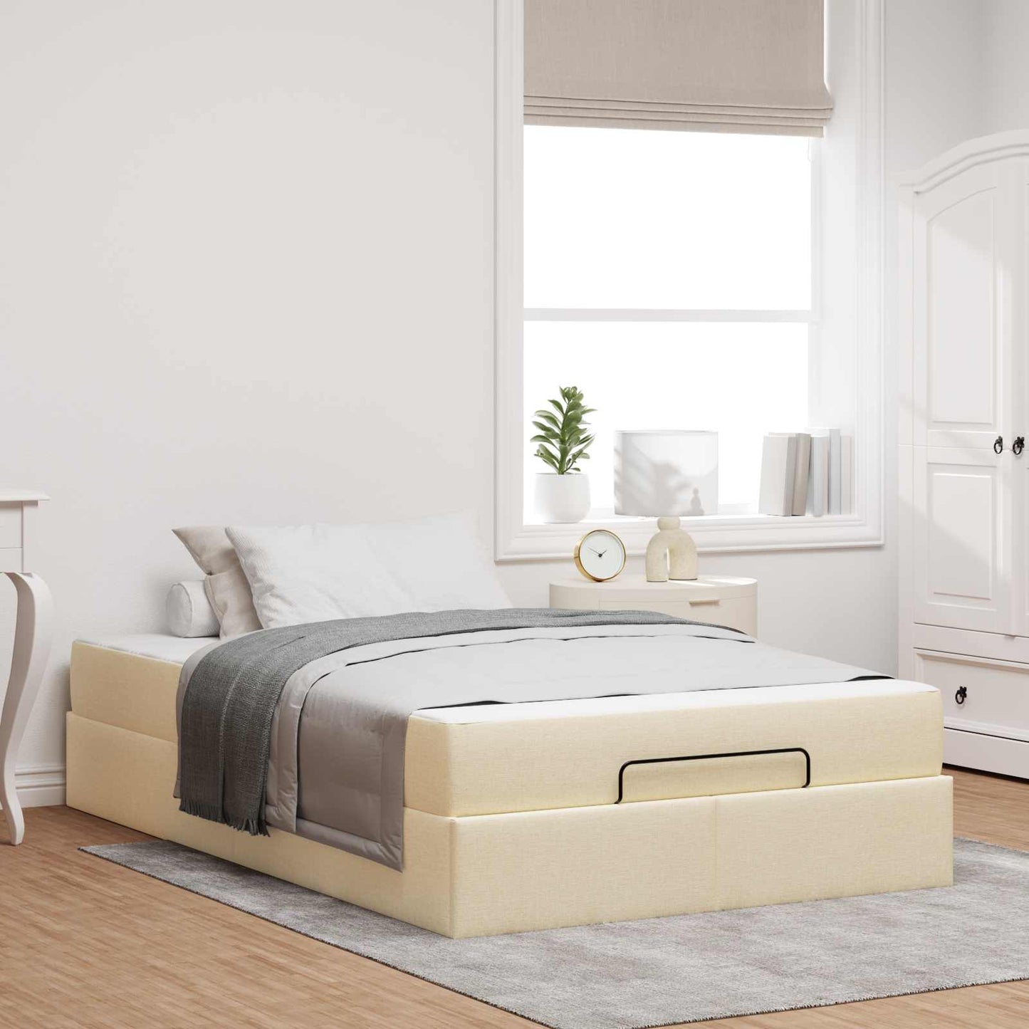 Struttura letto con materasso 2 pcs Crema Tessuto