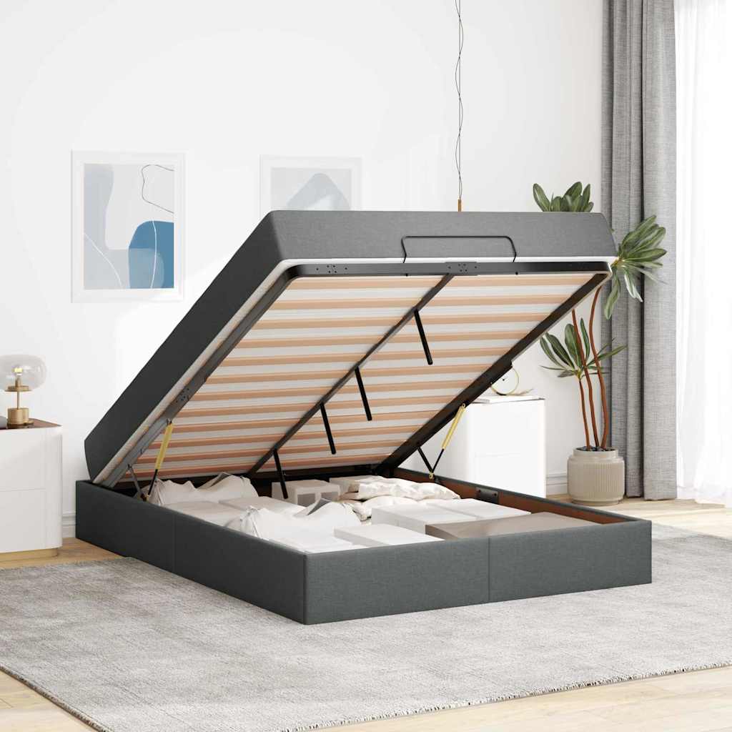 Struttura del letto Grigio scuro 140 x 200 cm Tessuto