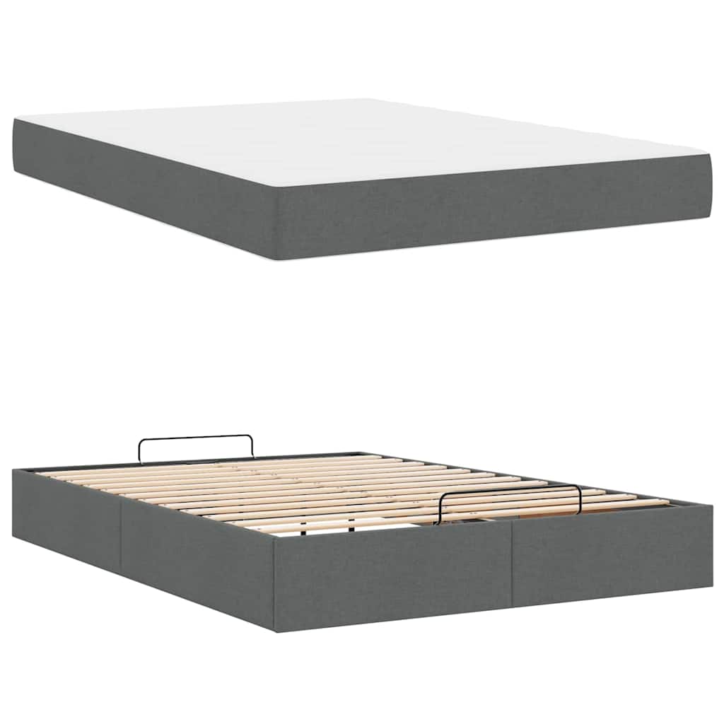 Struttura del letto Grigio scuro 140 x 200 cm Tessuto
