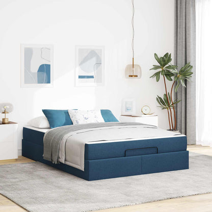 Struttura letto con materasso 2 pcs Blu Tessuto