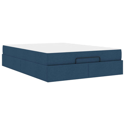 Struttura letto con materasso con materasso 2 pcs Blu Tessuto
