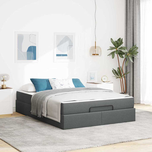 Struttura del letto Grigio scuro 160 x 200 cm Tessuto