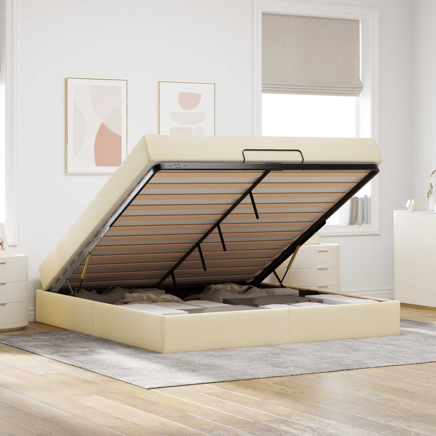 Struttura letto con materasso 2 pcs Crema Tessuto | homemem39