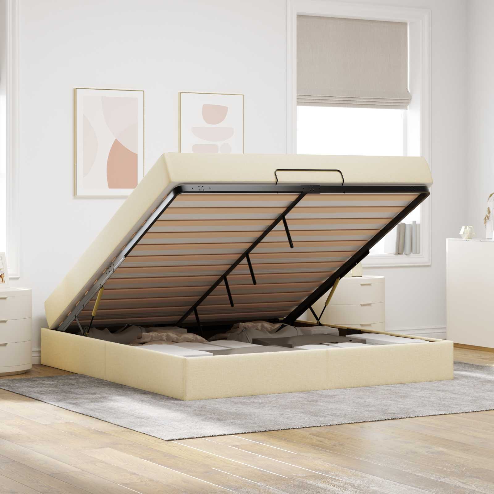 Struttura letto con materasso 2 pcs Crema Tessuto | homemem39