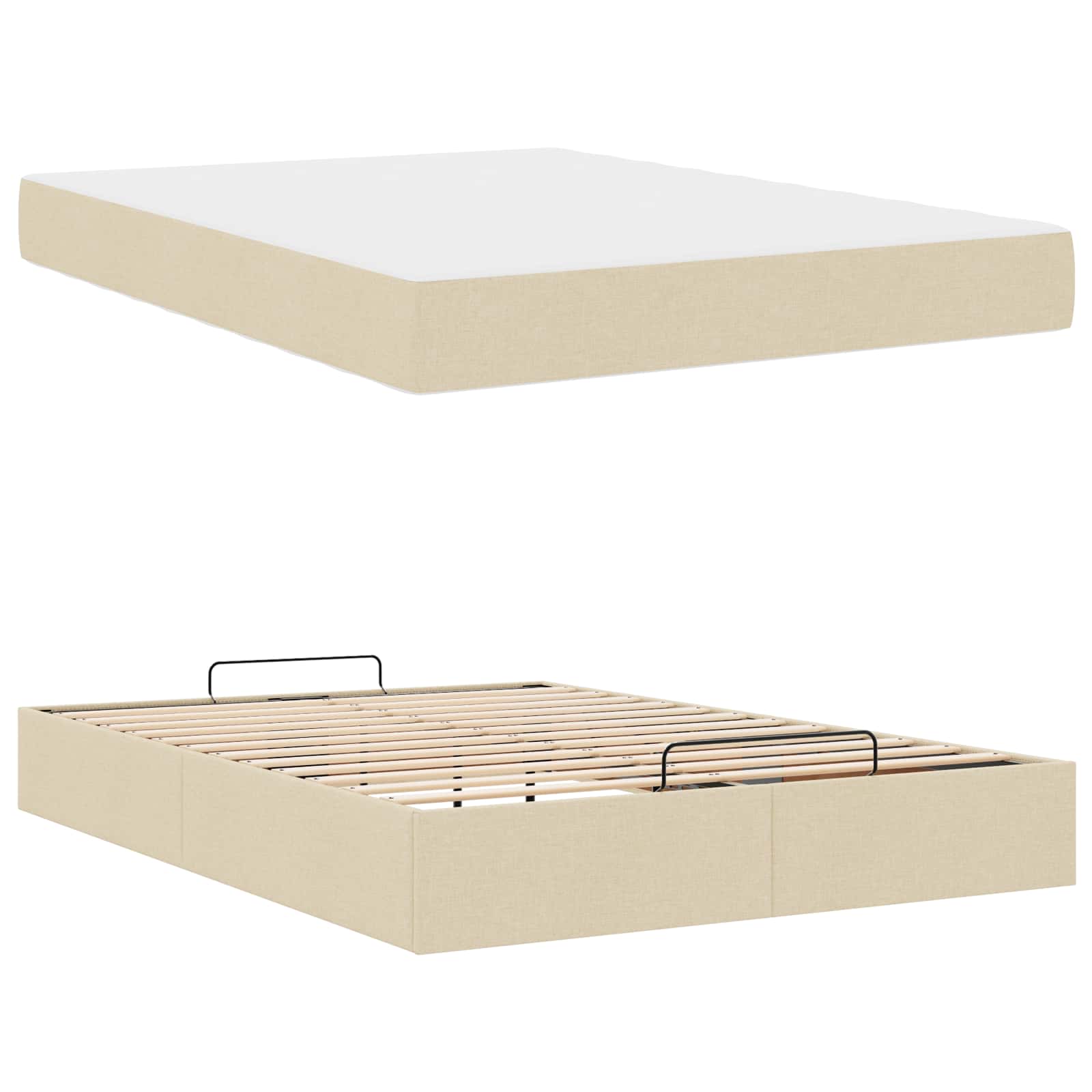 Struttura letto con materasso 2 pcs Crema Tessuto | homemem39