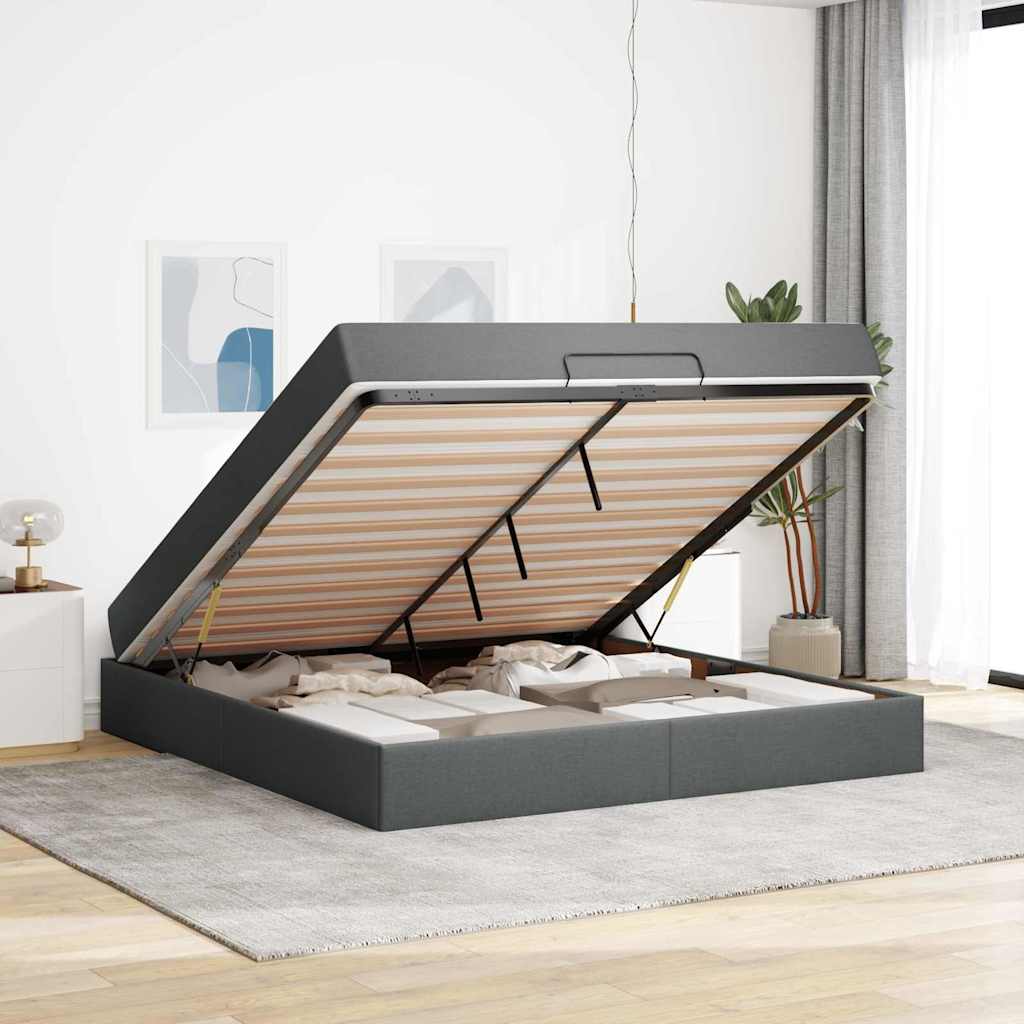 Struttura del letto Grigio scuro 180 x 200 cm Tessuto - homemem39