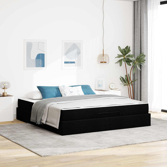 Struttura letto con materasso 2 pcs Nero Tessuto | homemem39