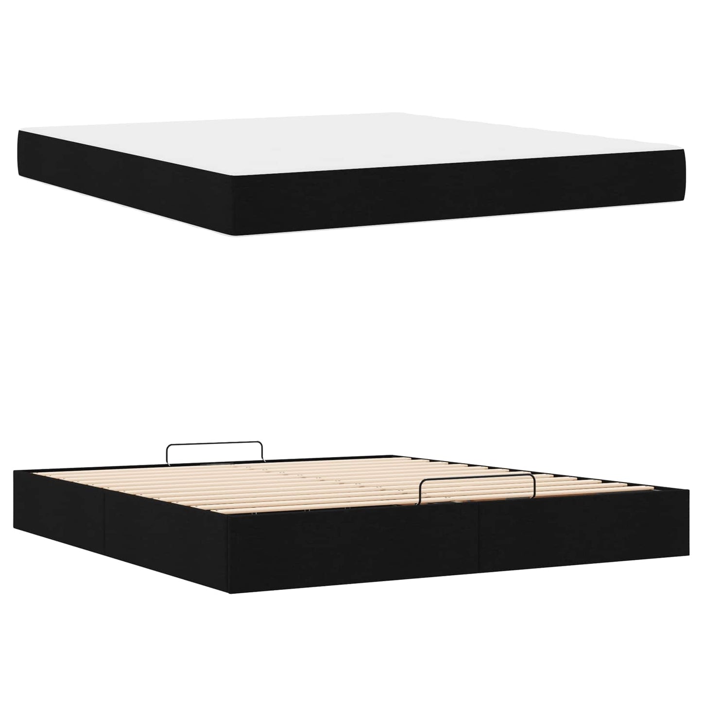 Struttura letto con materasso con materasso 2 pcs Nero Tessuto