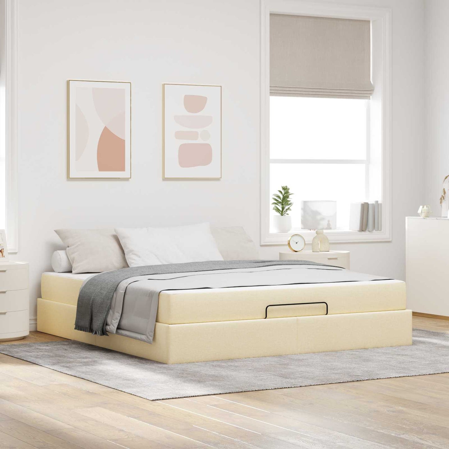 Struttura letto con materasso 2 pcs Crema Tessuto | homemem39