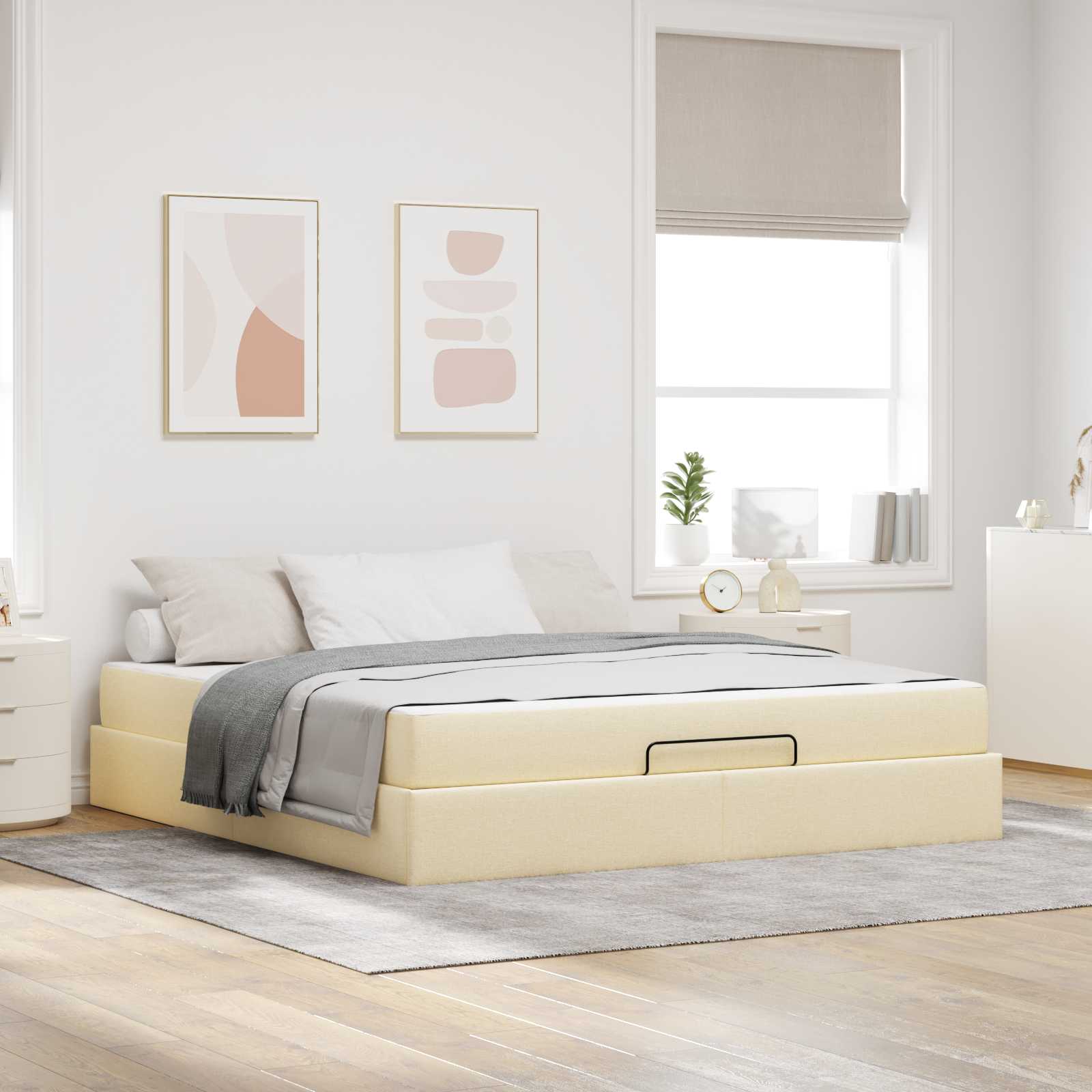 Struttura letto con materasso 2 pcs Crema Tessuto | homemem39