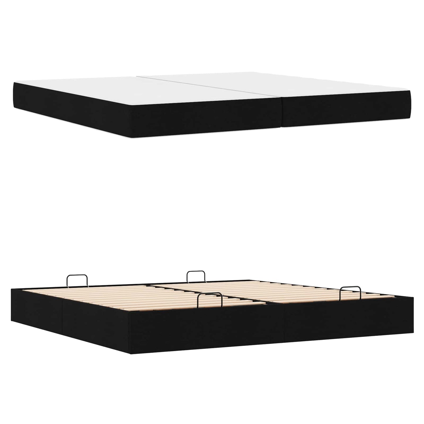 Struttura letto con materasso con materasso 2 pcs Nero Tessuto | homemem39