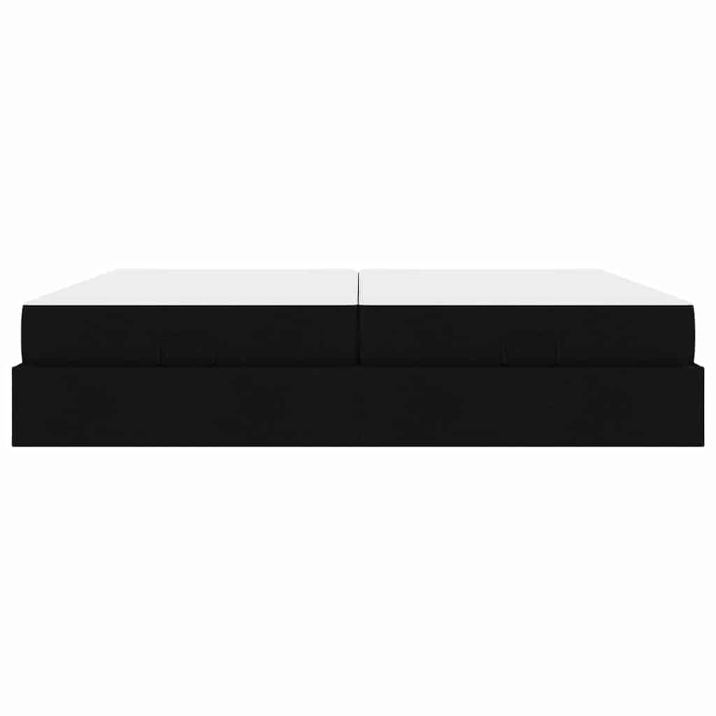 Struttura del letto con archiviazione Nero 200 x 200 cm Tessuto