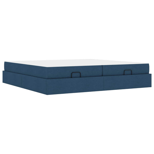 Struttura letto con materasso con materasso 2 pcs Blu Tessuto