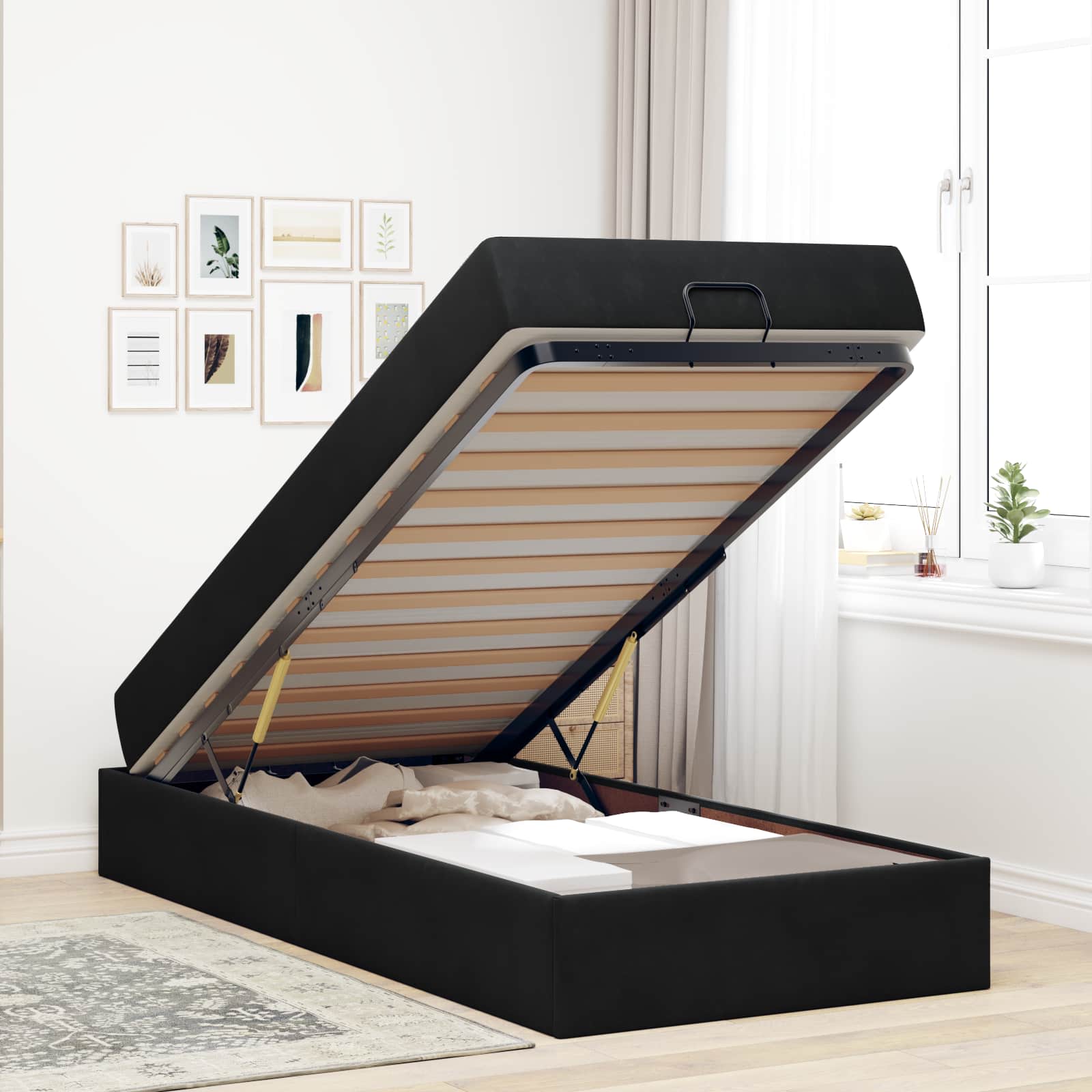 Struttura letto con materasso 2 pcs Nero Velluto | homemem39