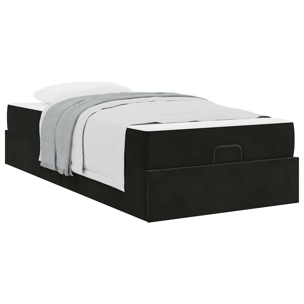 Struttura del letto con materasso Nero 80 x 200 cm Velluto