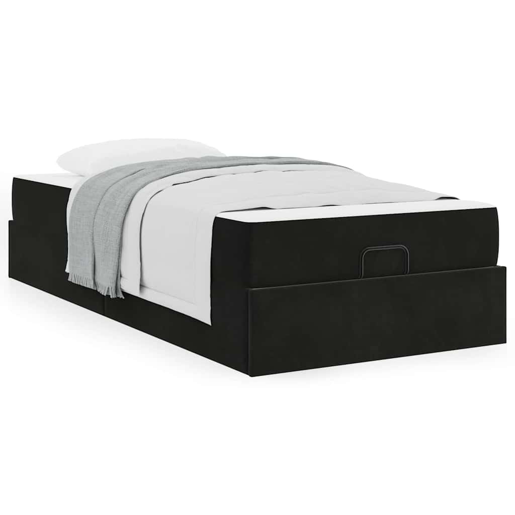 Struttura del letto con materasso Nero 80 x 200 cm Velluto