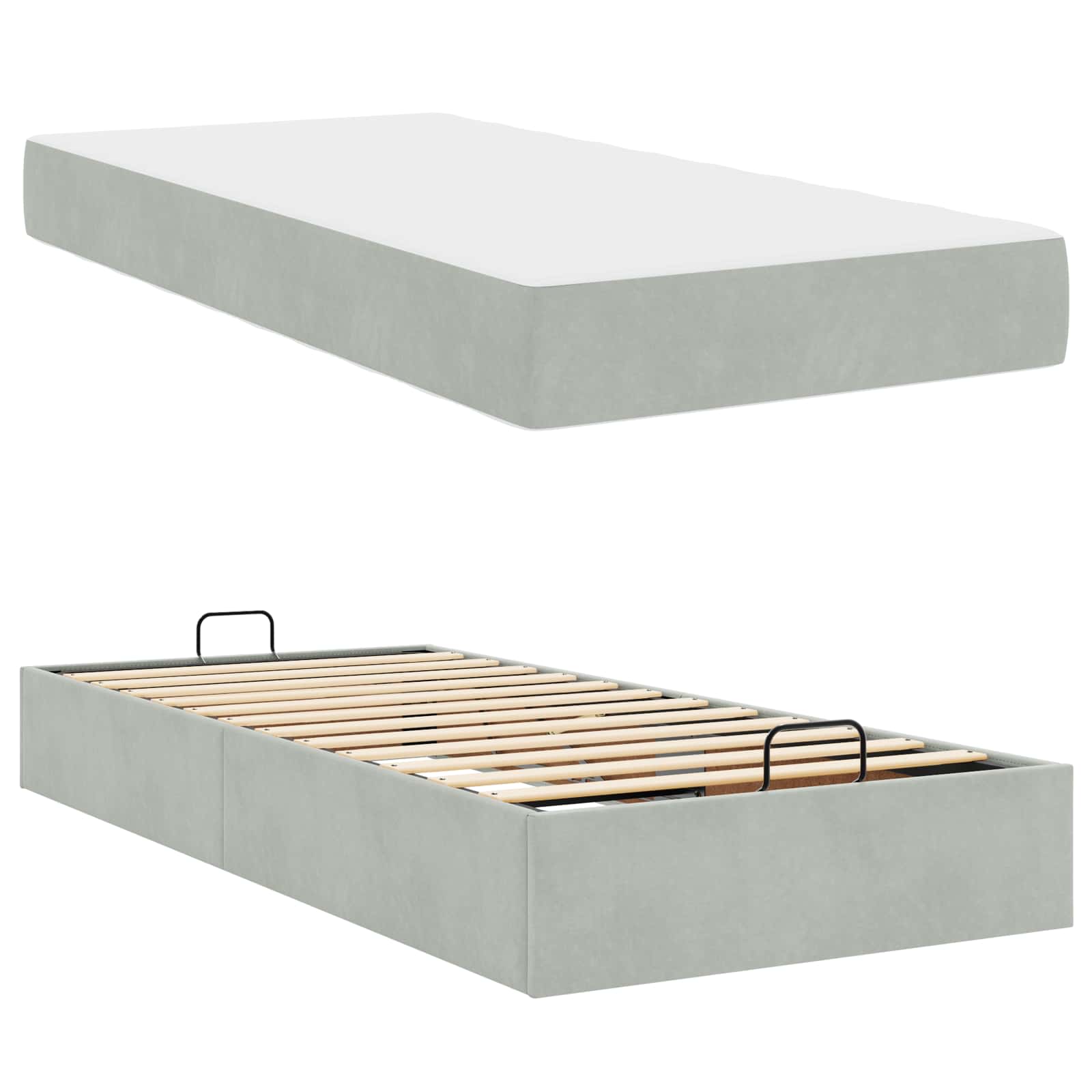 Struttura letto con materasso 2 pcs Grigio chiaro Velluto | homemem39